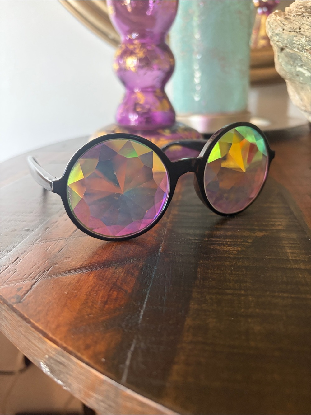 GloFX Kaleidoscope Prismatic Costume Glasses Black Multicolor Adult Unisex